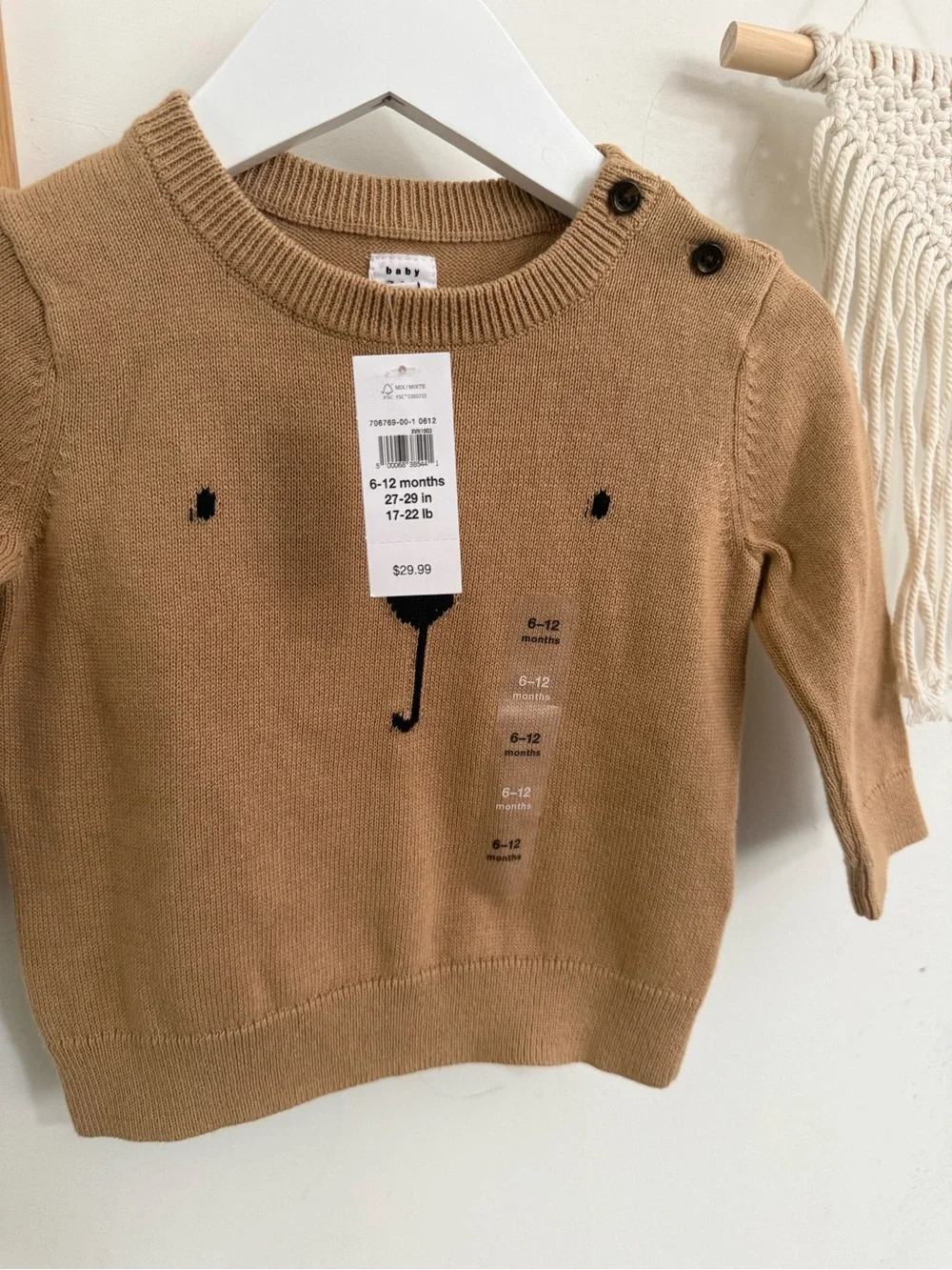 GAP - 6-12m - NWT bear sweater